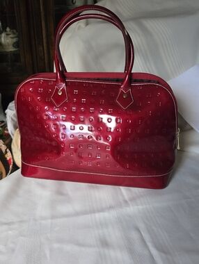 EUC Arcadia Red Patent Dome Satchel Handbag
